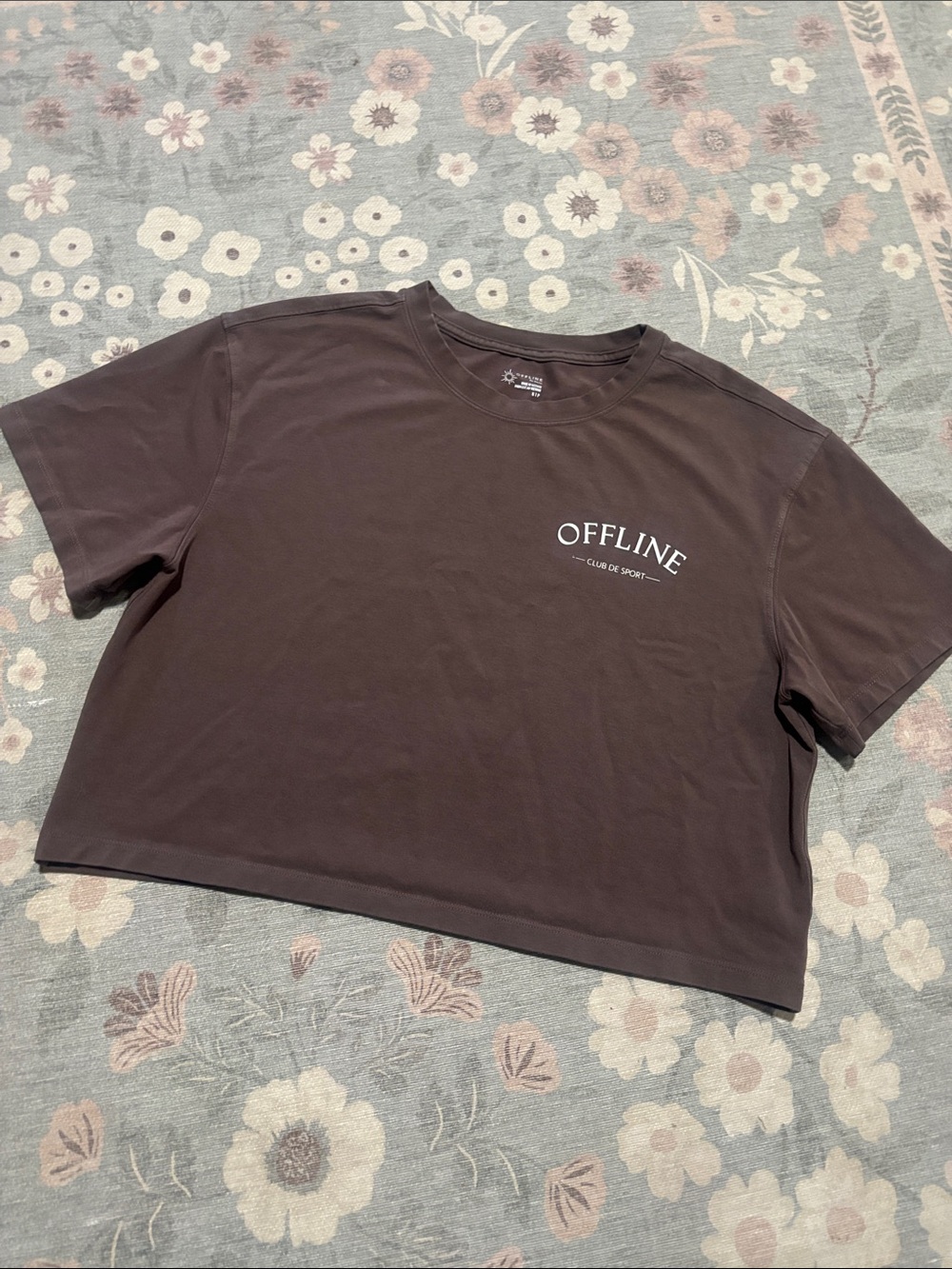 OFFLINE/aerie Cropped Short Sleeve Tee - Brown